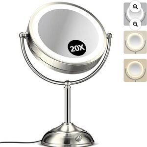 LED 20X Magnifying Vanity Mirror - Silver